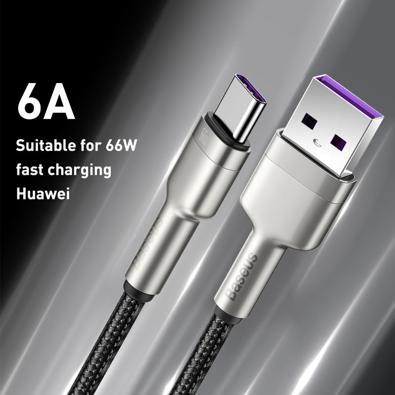 Дата кабель Baseus Cafule Metal USB to Type-C 66W (1m) (CAKF00010) (Black) в магазині vchehle.ua
