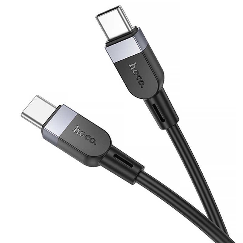 Купить Дата кабель Hoco X109 Energy silicone Type-C to Type-C 60W (1m) (Black) на vchehle.ua