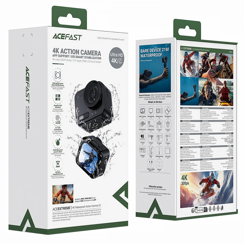 Заказать Экшн-камера Acefast X1 4K sports waterproof IPX8 (Black) на vchehle.ua