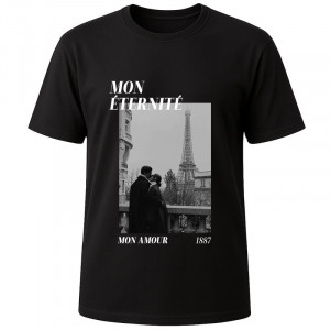 Футболка чорна Paris couple