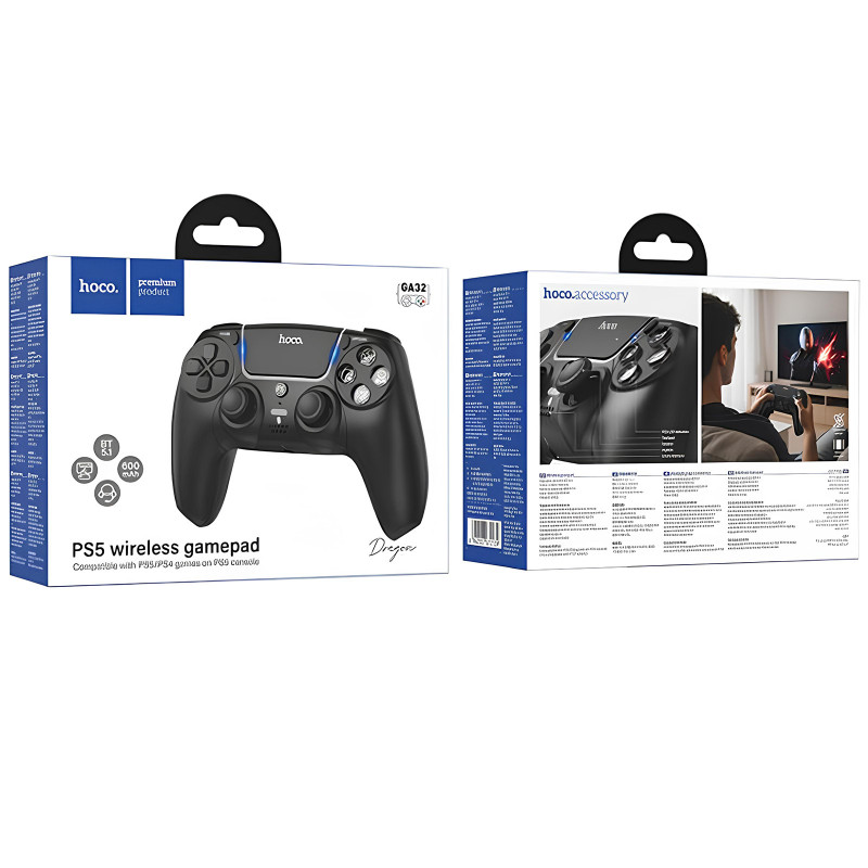 Фото Ігровий джойстик геймпад Hoco GA32 Dragon for PS5 (Black) в маназині vchehle.ua