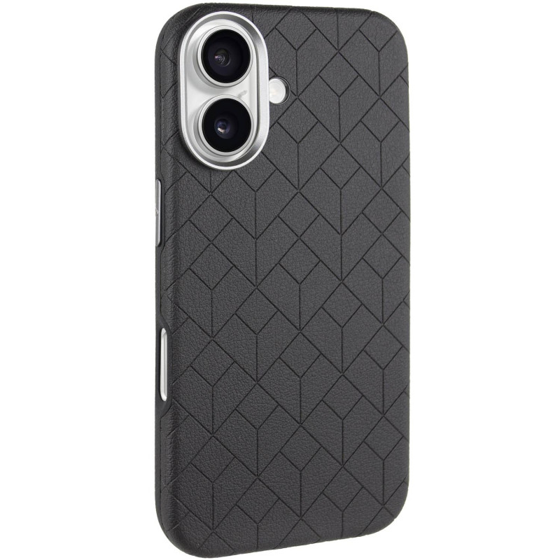 Кожаный чехол Carved with Magnetic Safe для Apple iPhone 16 (6.1") (Black)