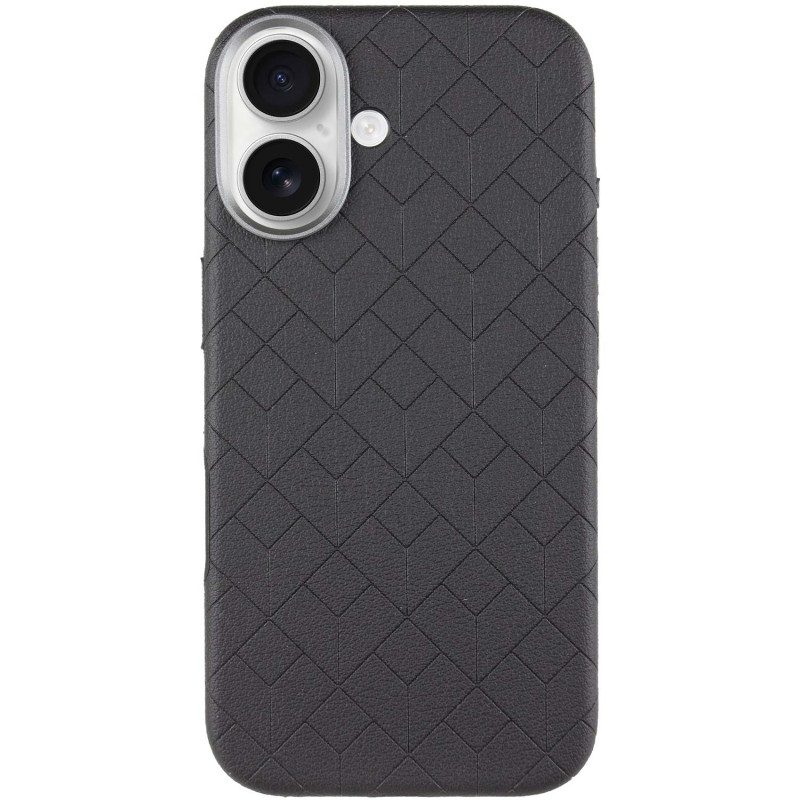 Фото Кожаный чехол Carved with Magnetic Safe для Apple iPhone 16 (6.1") (Black) на vchehle.ua