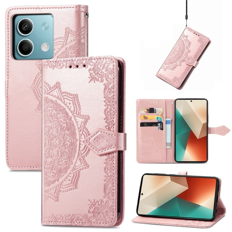 Купити Шкіряний чохол-книжка Art Case з візитницею на Xiaomi Redmi 13 4G / Poco M6 4G (Рожевий) на vchehle.ua