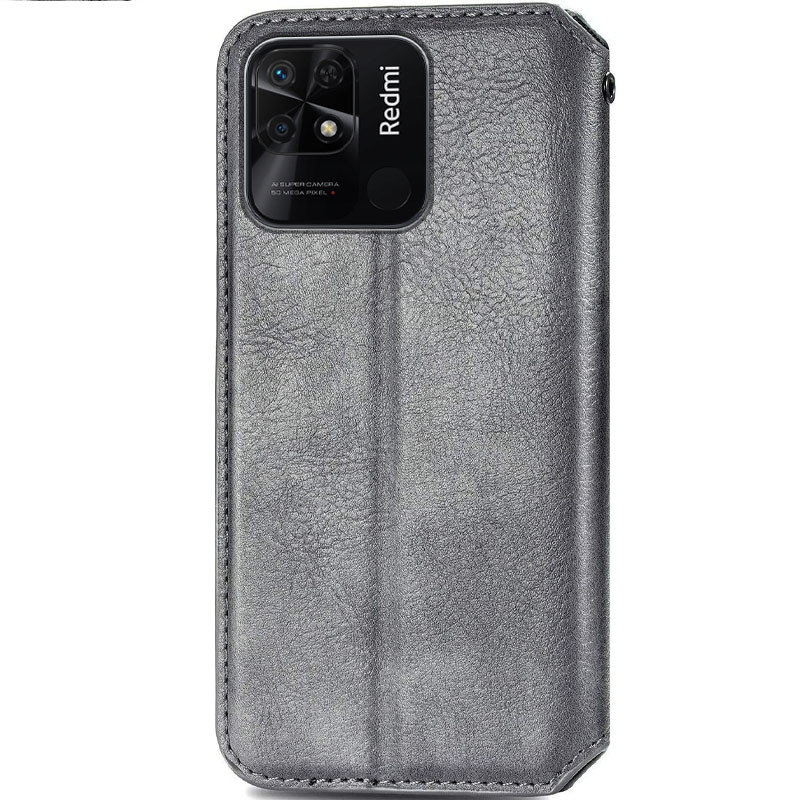 Фото Кожаный чехол-книжка GETMAN Cubic (PU) для Xiaomi Redmi 10C (Серый) на vchehle.ua