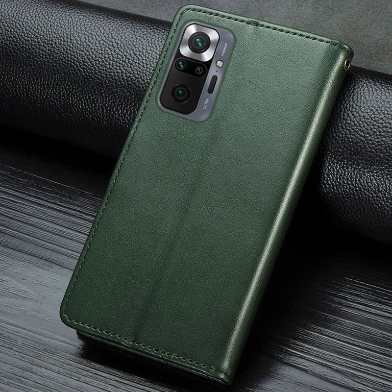 Купить Кожаный чехол-книжка GETMAN Gallant (PU) для Xiaomi Redmi Note 10 Pro / 10 Pro Max (Зеленый) на vchehle.ua