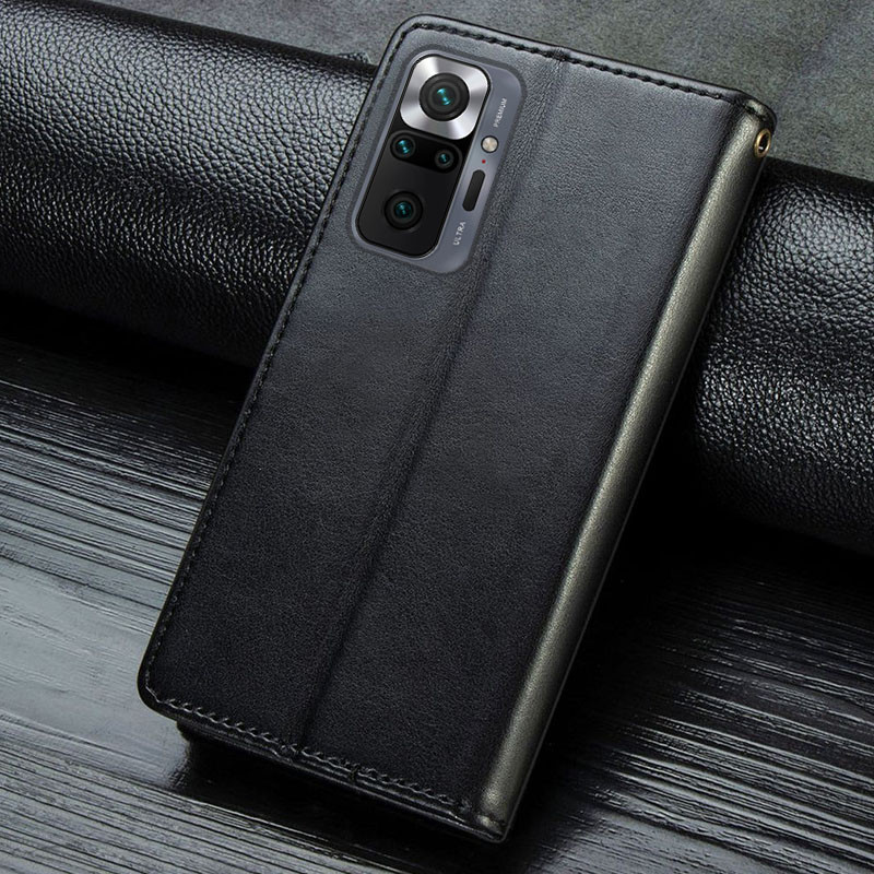 Купить Кожаный чехол-книжка GETMAN Gallant (PU) для Xiaomi Redmi Note 10 Pro / 10 Pro Max (Черный) на vchehle.ua