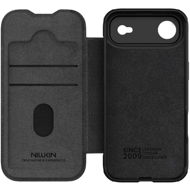 Купить Кожаный чехол-книжка Nillkin Qin Pro Camshield для Apple iPhone 17 Air (6.5") (Black) на vchehle.ua