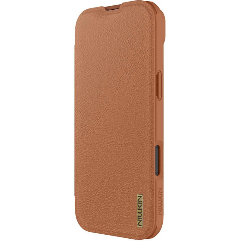 Фото Кожаный чехол-книжка Nillkin Qin Pro Camshield для Apple iPhone 17 Air (6.5") (Brown) на vchehle.ua