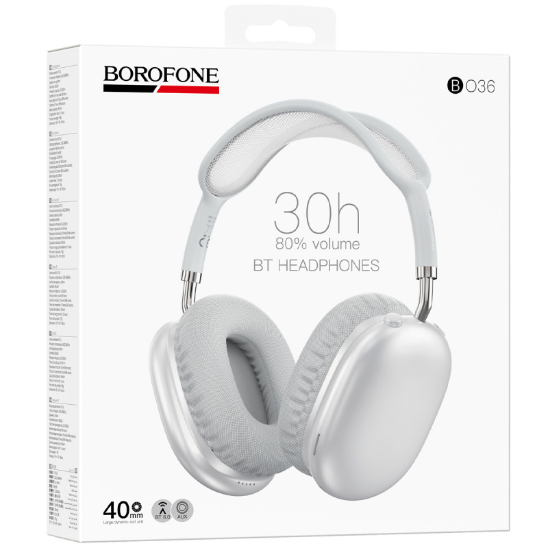 Фото Накладные беспроводные наушники Borofone BO36 Tone (Silver) на vchehle.ua