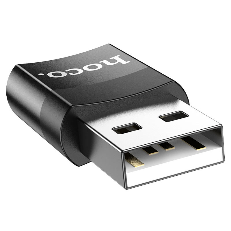 Перехідник Hoco UA17 USB Male to Type-C Female USB2.0 (Чорний) в магазині vchehle.ua