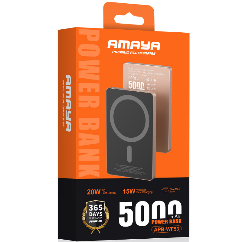 Фото Power Bank Amaya 5000 mAh APB-WF53 15W с БЗУ (Black) на vchehle.ua