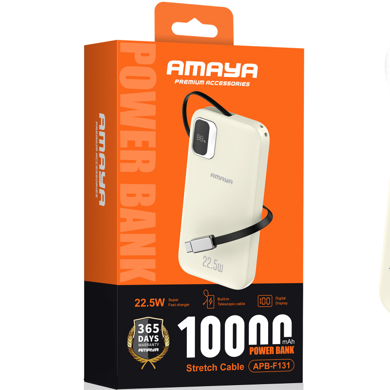 Фото Power Bank Amaya 10000 mAh F131 22.5W with display and cable (Biege) на vchehle.ua