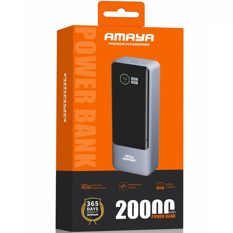 Фото Power Bank Amaya 20000 mAh FD23 145W with display and cable (Gray) в магазине vchehle.ua