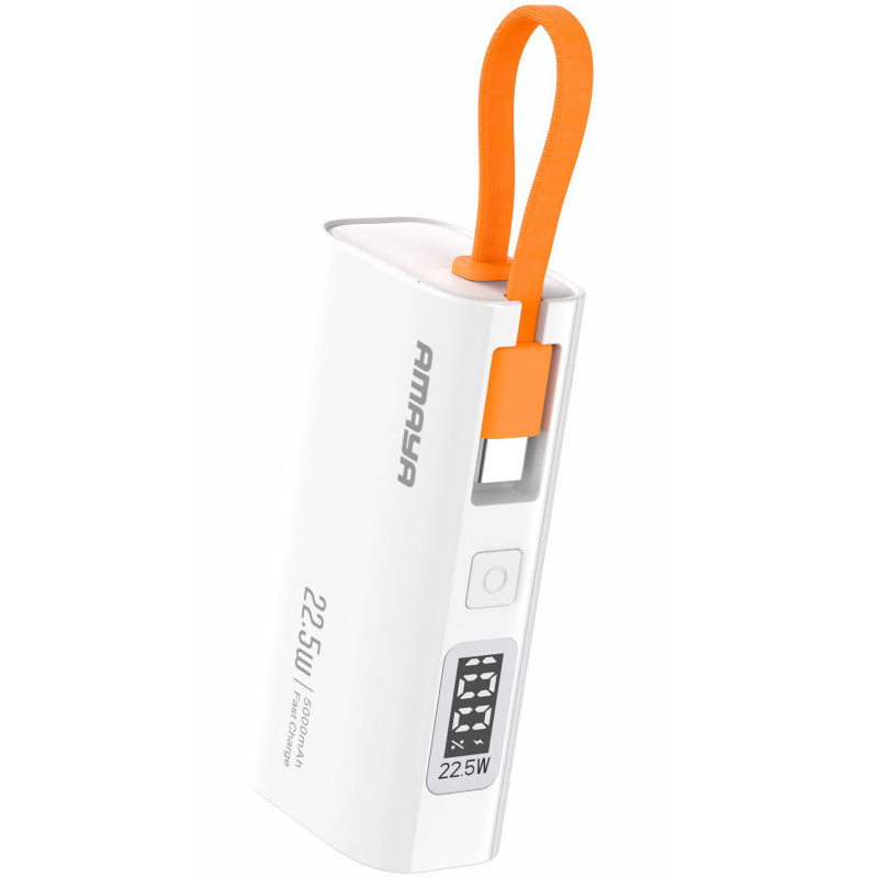 Power Bank Amaya 5000 mAh FD39 22.5W with display and cable (White)