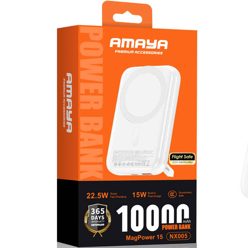 Фото Power Bank Amaya 10000 mAh NX005 22.5W с БЗУ (White) на vchehle.ua