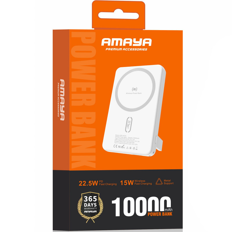 Фото Power Bank Amaya 10000 mAh WF54 15W+PD22.5W з БЗП (White) на vchehle.ua