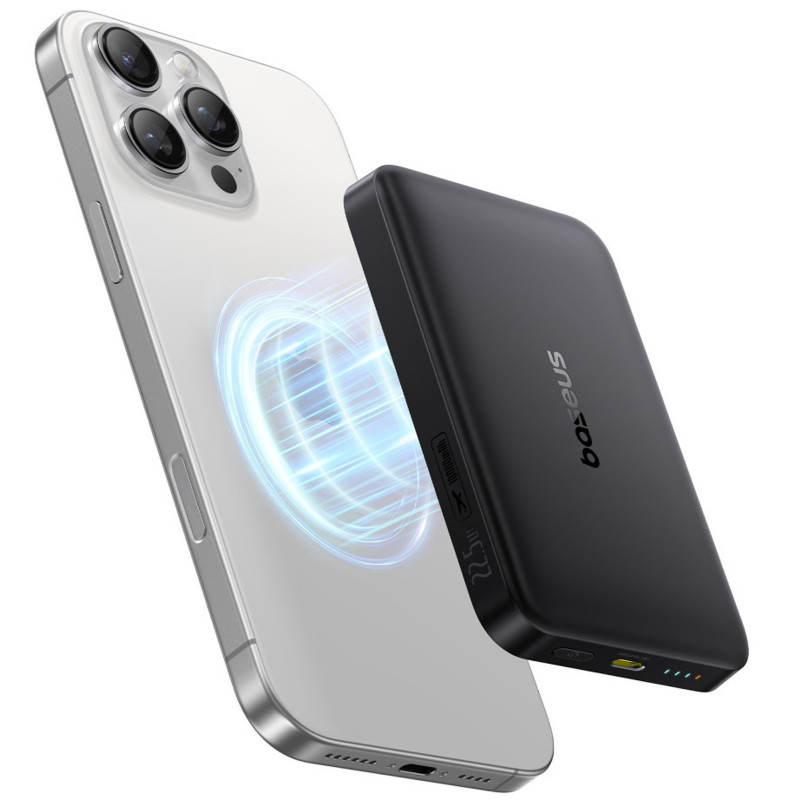 Фото Power Bank Baseus 10000mAh EnerFill FM12 Qi2 Magnetic 22.5W с БЗУ (E00285) (Cosmic Black) в магазине vchehle.ua