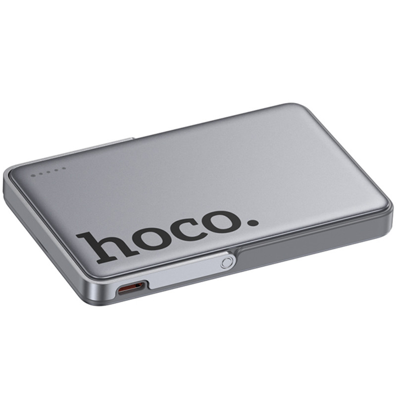 Фото Power Bank Hoco 5000 mAh Q36 Sunlight magnetic suction+holder PD20W с БЗУ (Metal grey) в магазине vchehle.ua