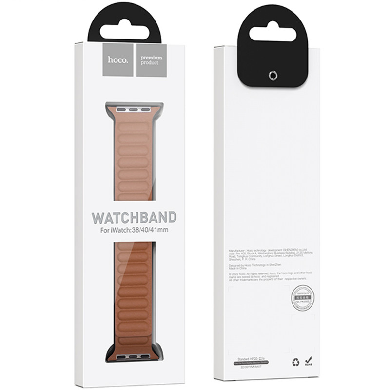 Фото Ремешок Hoco WA23 Original series leather chain magnetic strap для Apple watch 42(ser.1-3)/44/45/49m (Brown) на vchehle.ua