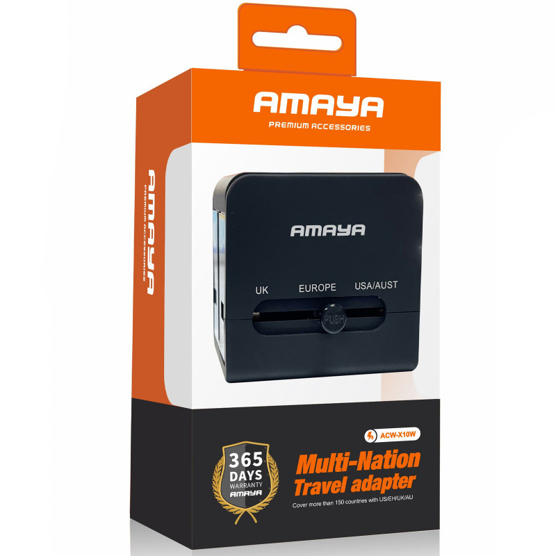 Фото Мережевий універсальний перехідник Amaya X10W 10W + 1USB-A/1C (Black) на vchehle.ua