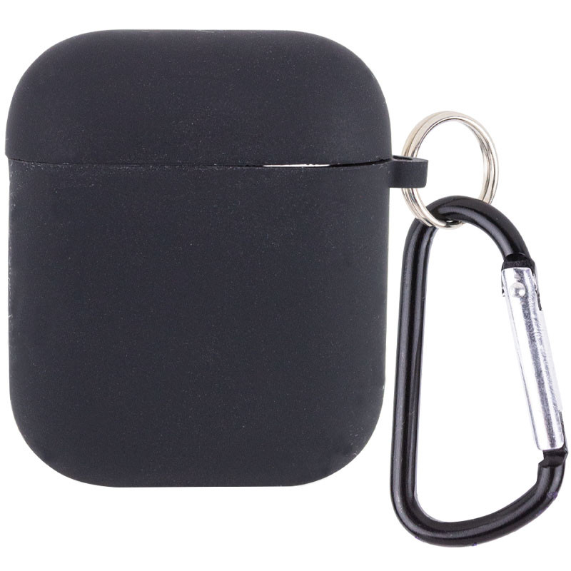 Силіконовий футляр з мікрофіброю для навушників Airpods 1/2 (Чорний / Black)
