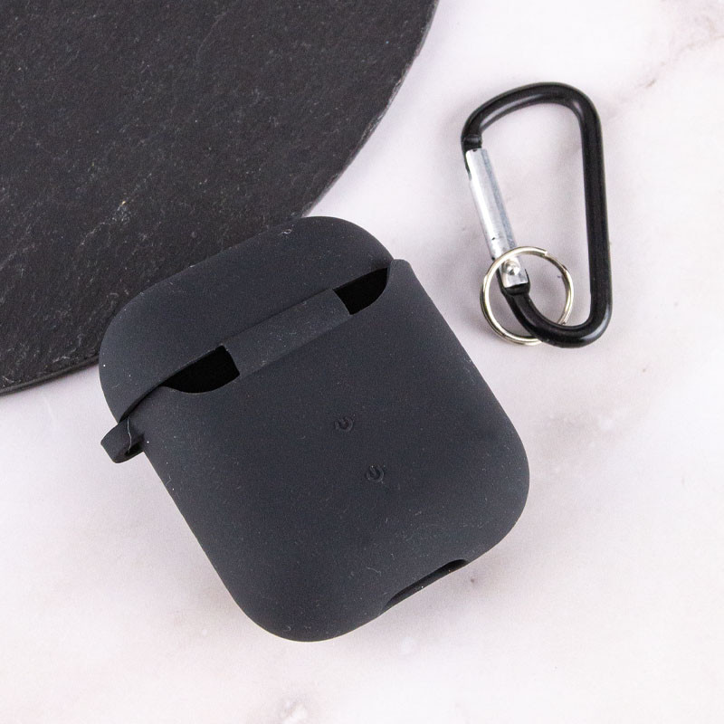 Силіконовий футляр з мікрофіброю для навушників Airpods 1/2 (Чорний / Black) в магазині vchehle.ua