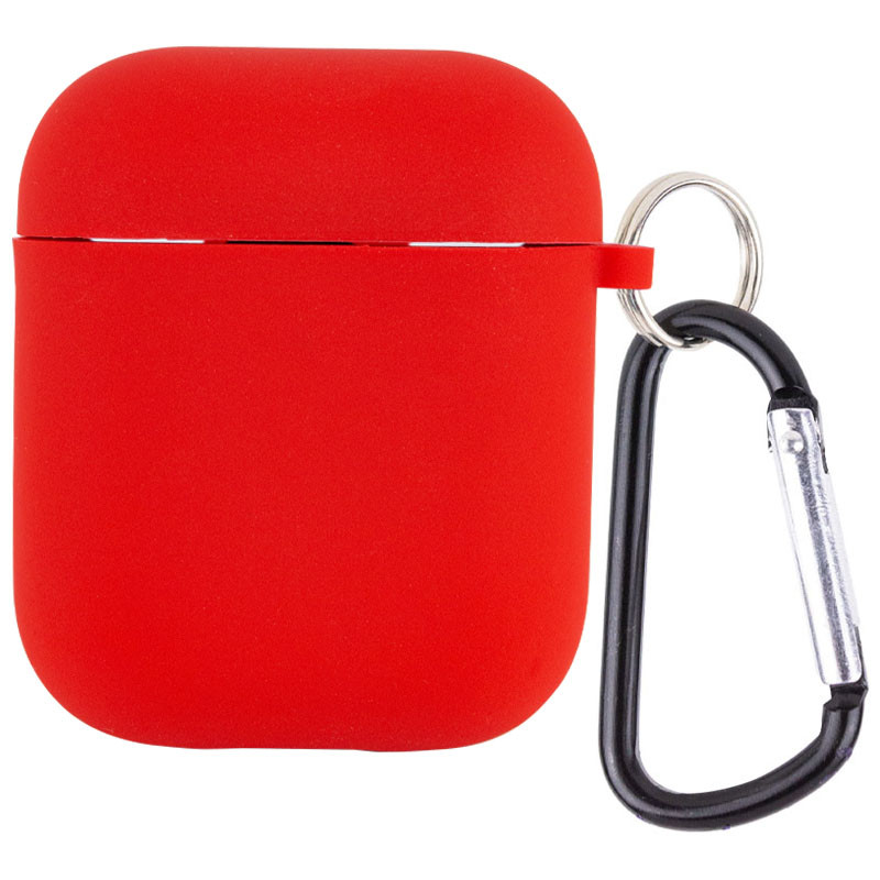 Силіконовий футляр з мікрофіброю для навушників Airpods 1/2 (Червоний / Red)