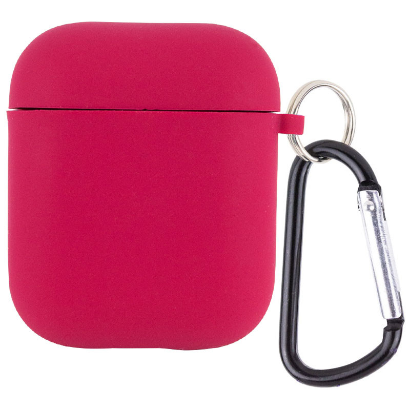 Силіконовий футляр з мікрофіброю для навушників Airpods 1/2 (Червоний / Rose Red)