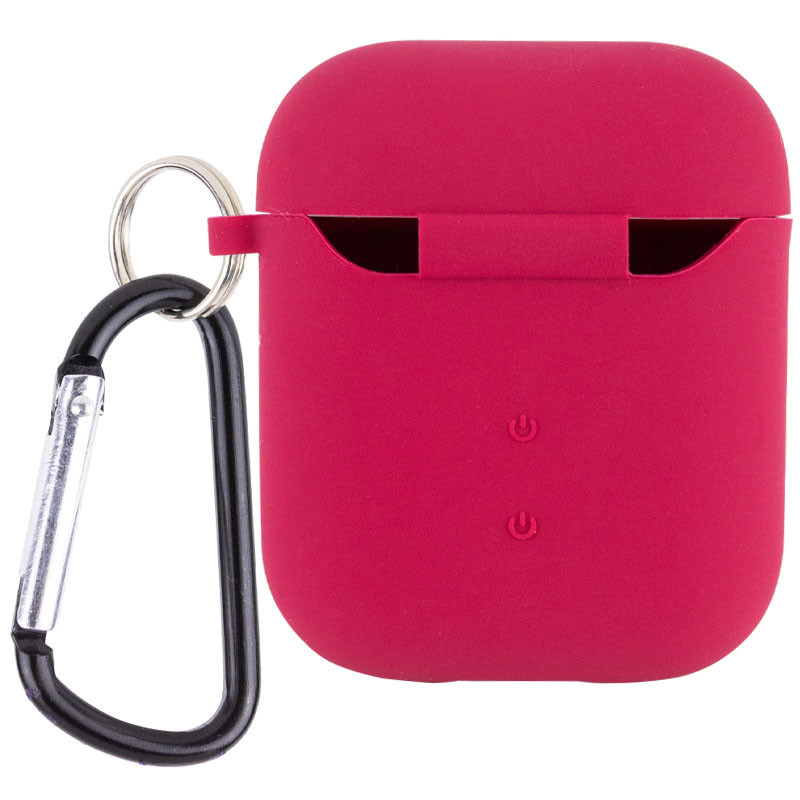 Фото Силіконовий футляр з мікрофіброю для навушників Airpods 1/2 (Червоний / Rose Red) на vchehle.ua