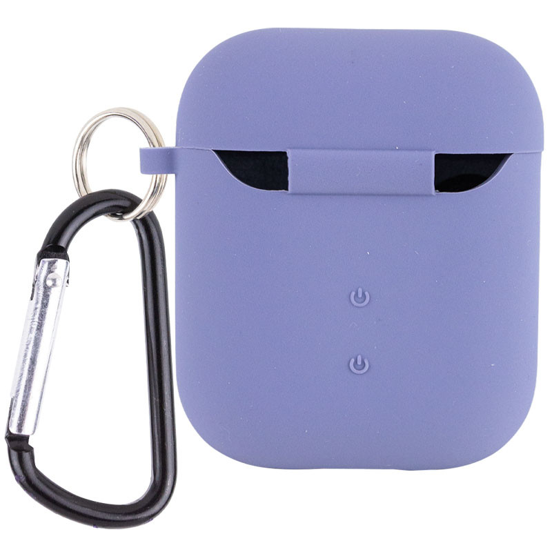 Фото Силіконовий футляр з мікрофіброю для навушників Airpods 1/2 (Сірий / Lavender Gray) на vchehle.ua