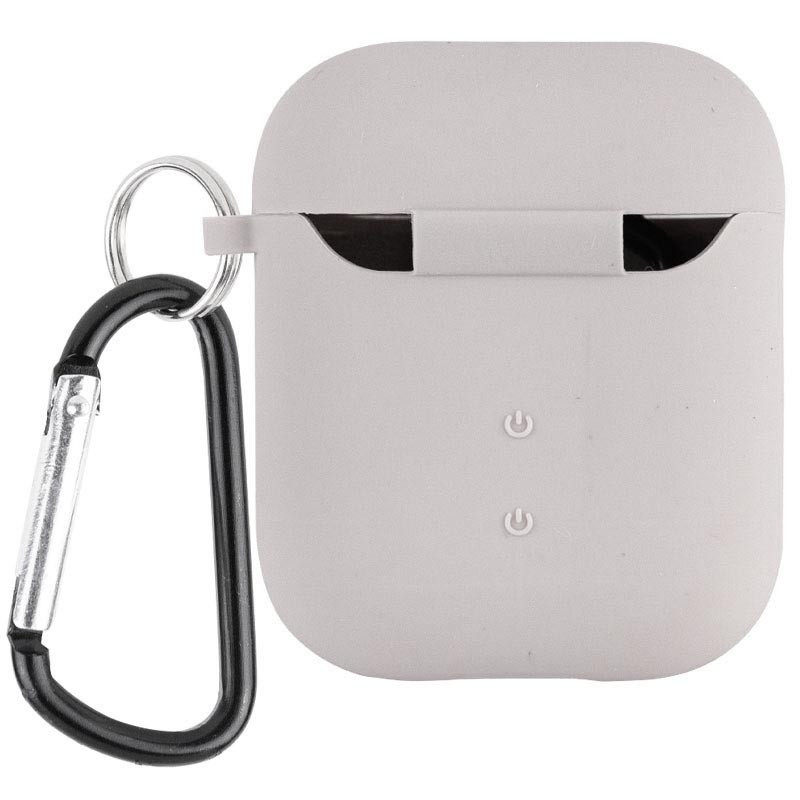 Фото Силіконовий футляр з мікрофіброю для навушників Airpods 1/2 (Сірий / Stone) на vchehle.ua