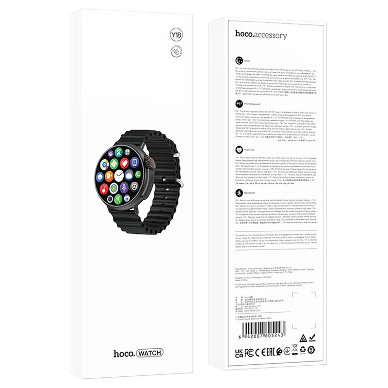 Смарт-часы Hoco Y18 Smart sports watch (call version) (Black) в магазине vchehle.ua