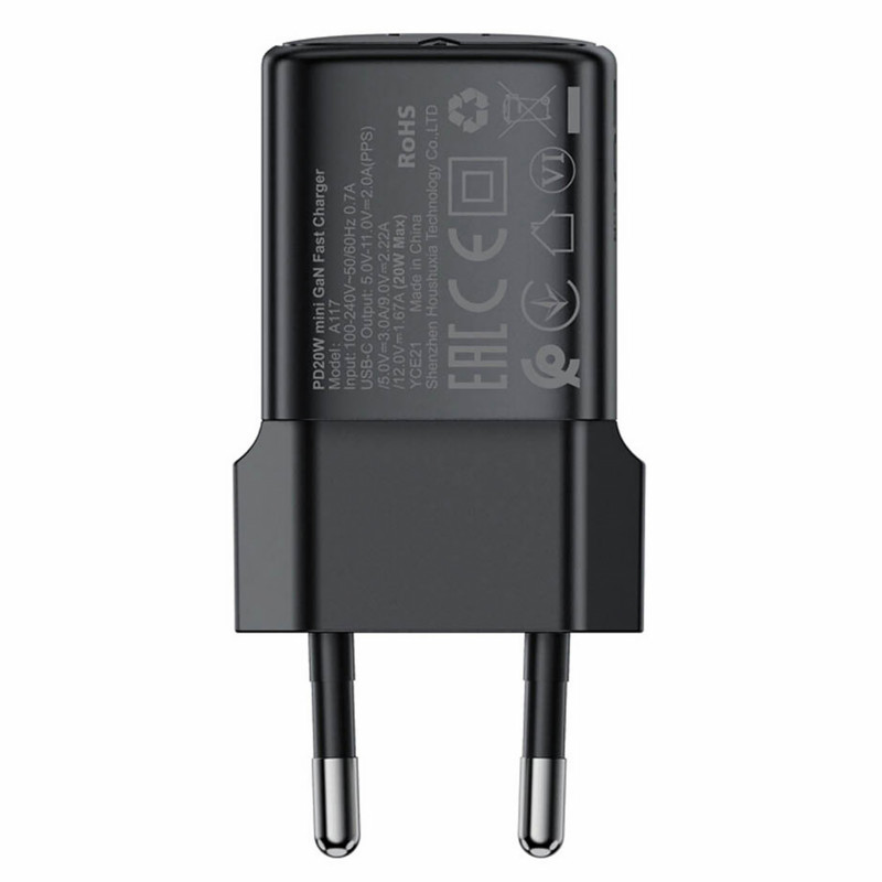 Фото СЗУ Acefast A117 mini PD20W GaN (1USB-C) (Black) на vchehle.ua