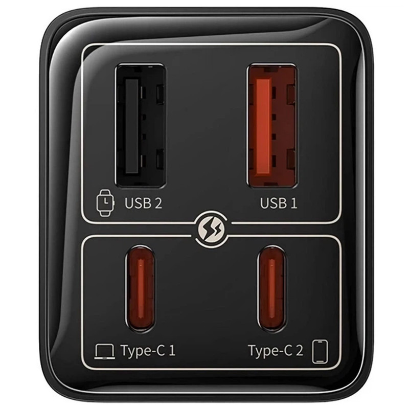 Фото МЗП Baseus GaN6 Pro Fast Charger PD100W+QC3.0 (2USB-A/2C) (P101627) (Cluster Black) на vchehle.ua