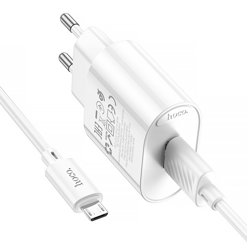 МЗП Hoco C109A Fighter 10.5W (1USB-A) + кабель USB до MicroUSB (White) в магазині vchehle.ua