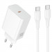 МЗП Hoco C162A Source PD40W (1USB-C) + кабель Type-C to Type-C (White)