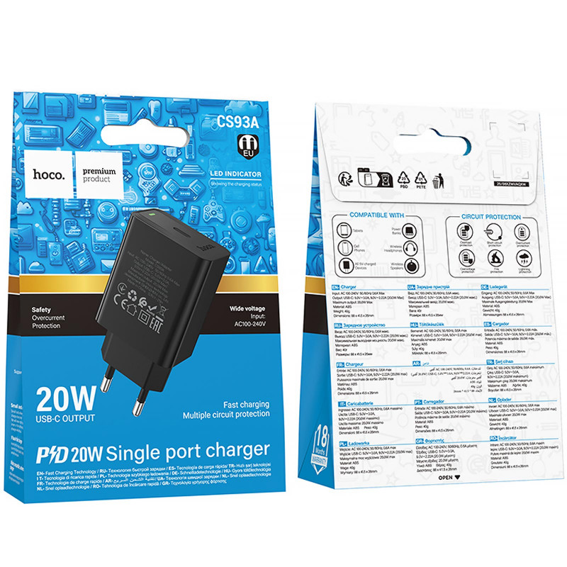 Фото СЗУ Hoco CS93A Leader 20W (1USB-C) (Black) на vchehle.ua
