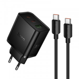 СЗУ Hoco N75 Grande 65W QC+PD (1USB-A/2C) + кабель Type-C to Type-C