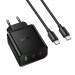 Фото СЗУ Hoco N75 Grande 65W QC+PD (1USB-A/2C) + кабель Type-C to Type-C (Black) на vchehle.ua