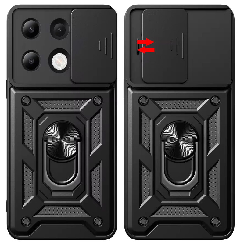 Ударостійкий чохол Camshield Serge Ring на Xiaomi Redmi Note 13 Pro 4G / 14s / Poco M6 Pro 4G (Чорний) в магазині vchehle.ua