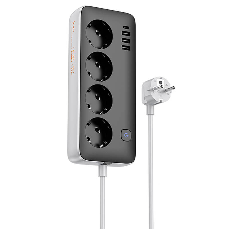 Удлинитель Hoco AC21 Sunlight 4-bit (1C/3A/4xSocket) (1.5m) (White)