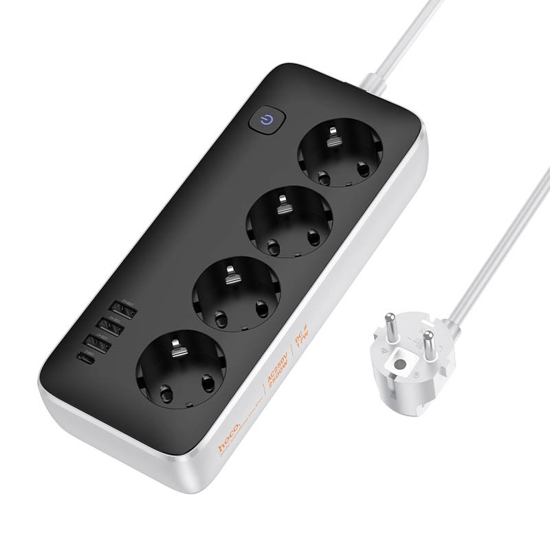 Фото Удлинитель Hoco AC21 Sunlight 4-bit (1C/3A/4xSocket) (1.5m) (White) на vchehle.ua