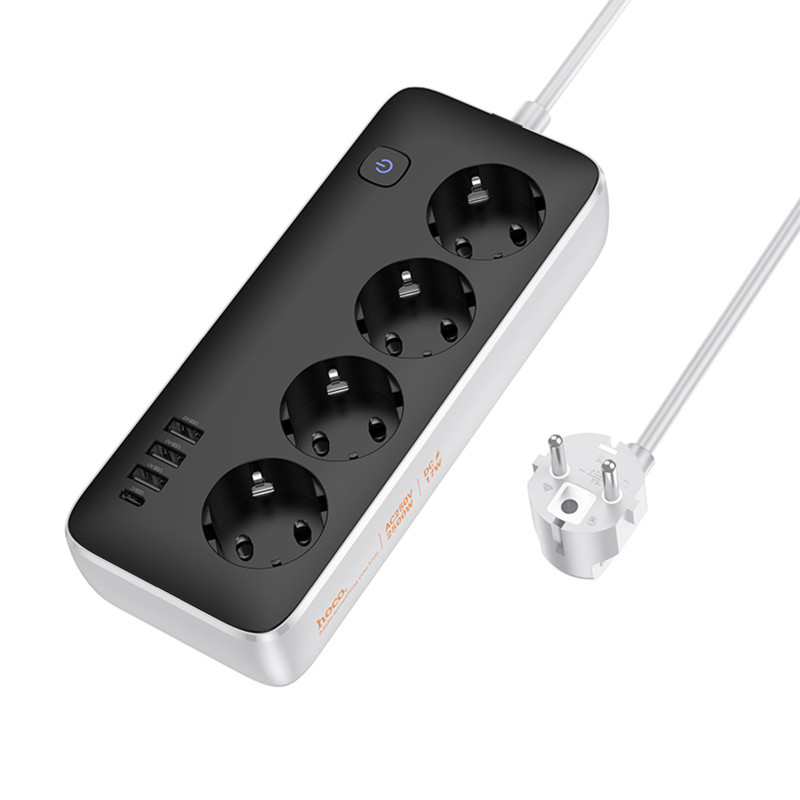 Удлинитель Hoco AC21 Sunlight 4-bit (1C/3A/4xSocket) (3m) (Black) в магазине vchehle.ua