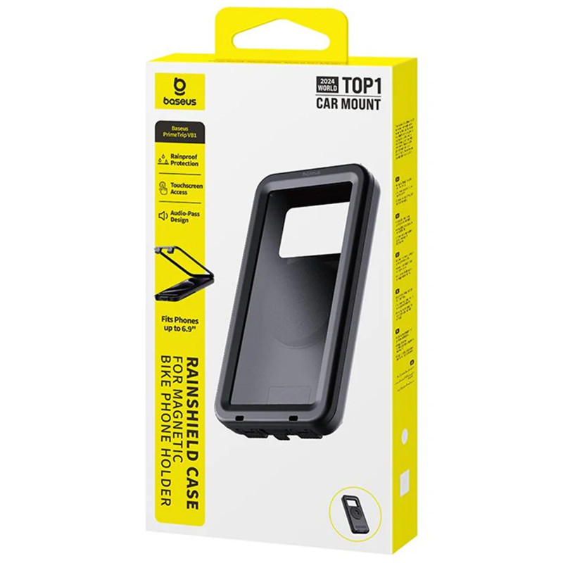 Фото Вело-мото-кейс для смартфона Baseus PrimeTrip VB1 RainShield 6.9" (C0013D) (Cosmic Black) в маназині vchehle.ua