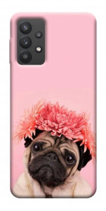 Чехол Мопс с цветами для Galaxy A32 5G