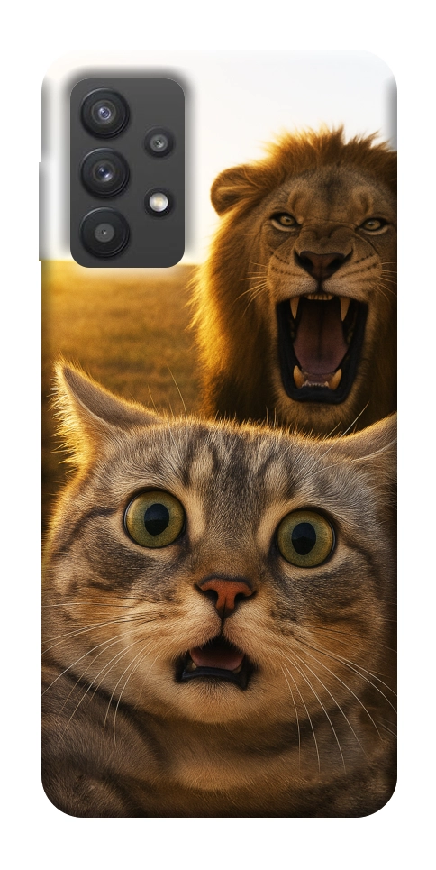 Чехол Shocked cat and lion для Galaxy A32 5G