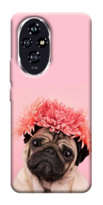 Чохол Мопс із квітами для Huawei Honor 200