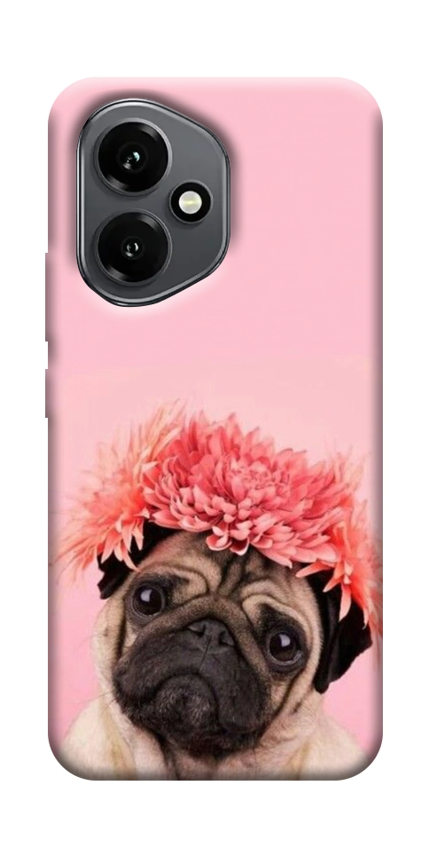 Чехол Мопс с цветами для Huawei Honor 400