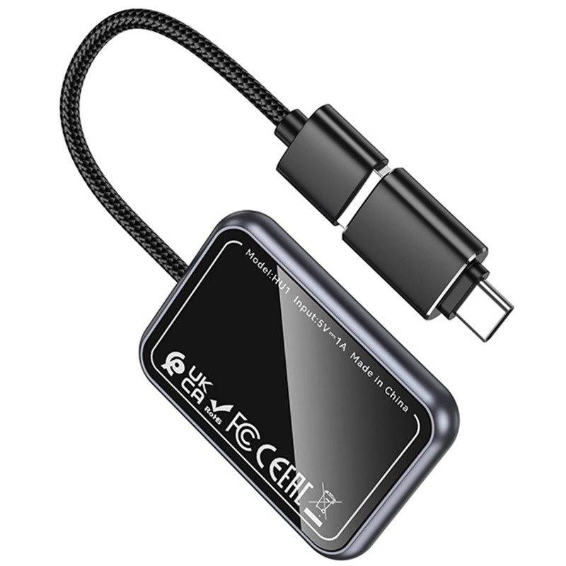 Заказать Адаптер Hoco HU1 Way car wireless CarPlay (Metal grey) на vchehle.ua